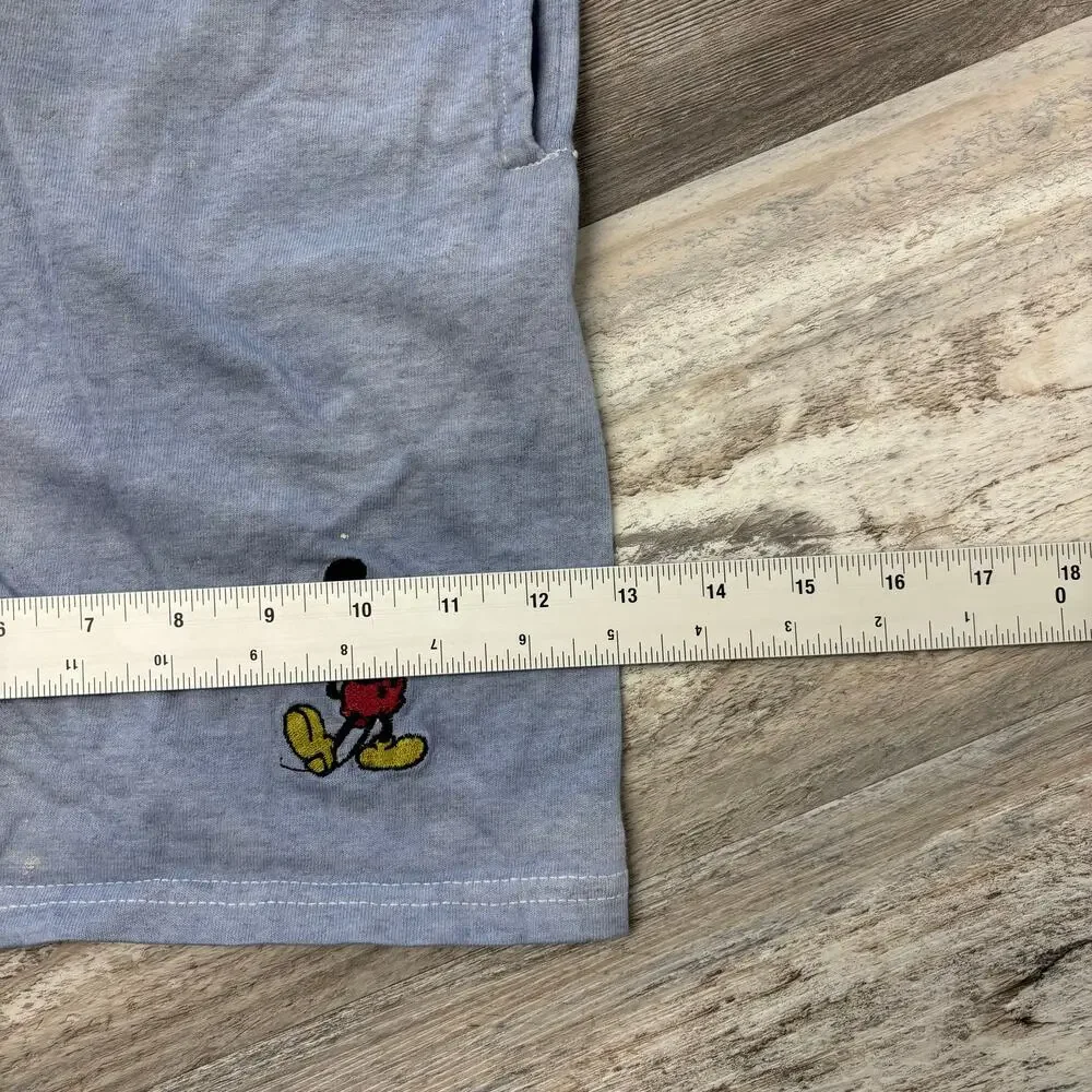 Vintage Disney Shorts Mickey Mouse Baby Blue Men L Drawstring USA Made Sweat